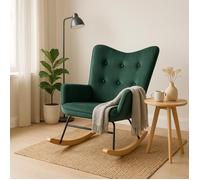 URBAN MEUBLE - Fauteuil - Style Scandinave - En velours vert - Avec pieds en bois clair