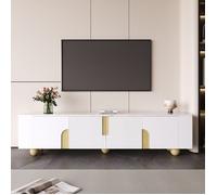 URBAN MEUBLE Meuble TV blanc et doré design contemporain 180 cm