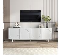 URBAN MEUBLE Meuble TV blanc style luxe portes texturées forme de U