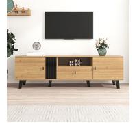 URBAN MEUBLE Meuble TV industriel au design bois et noir avec tiroirs diverses fonctions de rangement aspect unique