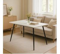 URBAN MEUBLE WHALEN WHITE MARBLE TABLE 120 KD Table de salle à manger - Rectangulaire - Effet marbre blanc - 120x70cm - 4