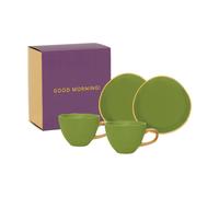 URBAN NATURE CULTURE Coffret cadeau Good Morning Cappuccino mug & soucoupe. lot de 2 Evergreen sprig