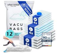 Urban Nomad Sac sous Vide Vetement Aspirateur Lot de 12 - Réutilisable Sacs Compression XL, L, M | 80% l'espace de Stockage Supplémentaire, Housse Rangement Voyage Couette Penderie Manteau
