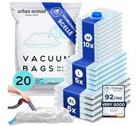 Urban Nomad Sac sous Vide Vetement Aspirateur Lot de 20 - Réutilisable Sacs Compression XL, L, M | 80% l'espace de Stockage Supplémentaire, Housse Rangement Voyage Couette Penderie Manteau
