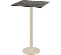 Urban - Table de bar avec structure couleur sable et plateau HPL effet marbre Galaxy 70x70 cm, 1 pièce