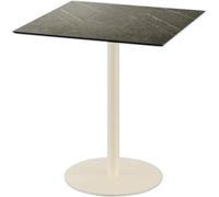 Urban - Table de patio, structure couleur sable + plateau HPL effet marbre Midnight, 70 x 70 cm, 1 pièce