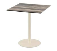 Urban - Table de patio, structure couleur sable + plateau HPL imitation bois tropical, 70 x 70 cm, 1 pièce