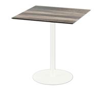 Urban - Table de terrasse, structure blanche et plateau en stratifié imitation bois tropical, 70 x 70 cm, 1 pièce