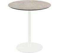 Urban - Table de terrasse, structure blanche + plateau en stratifié haute pression Moonstone Ø70 cm, 1 pièce