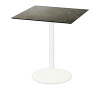 Urban - Table de terrasse, structure blanche + plateau HPL effet marbre Midnight, 70 x 70 cm, 1 pièce