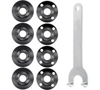 UrbanHui Kit de clé à molette d'angle avec écrous de verrouillage à bride pour Bosch - Pièces de rechange pour meuleuses de 100 mm Argenté/noir (1 clé + 4 écrous)