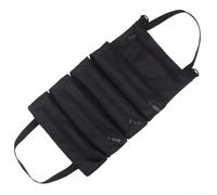 UrbanHui Sac à outils enroulable en toile avec cinq compartiments zippés pour un rangement pratique des outils et un accès en déplacement (noir)
