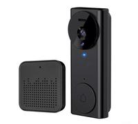 UrbanHui Sonnette vidéo intelligente sans fil HD grand angle audio bidirectionnel rechargeable pour batterie USB 2,4 GHz WiFi Sécurité domestique Noir Installation facile