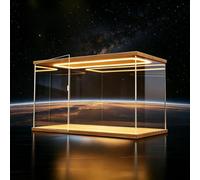 UrbanUp Vitrine Acrylique Grande Vitrine en Acrylique avec Éclairage LED, Présentoir sur Pied ou de Bureau Plusieurs Modèles, Boîte d'exposition Rectangulaire à Monter Soi-même(20x30xH15cm/8x12x6)