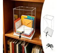 UrbanUp Vitrine Acrylique Petite Boîte Transparente en Acrylique avec Serrure pour Cartes, Vitrine sur Pied de 10,15,20,25,30,35,40,45cm de Hauteur, Vitrine Anti-poussière(25x25xH30cm/10x10x12)
