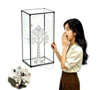 UrbanUp Vitrine Acrylique Vitrine Haute en Acrylique avec Fermeture à Loquet, Vitrine Transparente Pied 80,70,60,50,40,30,20,15cm, Cadre Métallique Cubique Couvercle Transparent(60x60xH70cm/24x24x28)