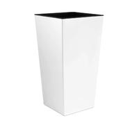 PROSPERPLAST Pot Haut 35 L Urbi Square avec depôt en plastique blanc, 55 (hauteur) x 29,5 (largeur) x 29,5 (hauteur) cm