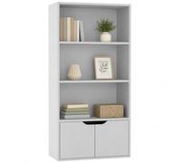 URBNLIVING Bibliothèque en bois à 4 étages avec 2 portes de rangement (blanc avec portes blanches)