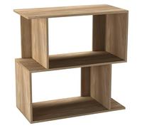 URBNLIVING Étagère en bois de chêne à 2 niveaux de 60 cm de large avec compartiments de rangement irréguliers pour chambre à coucher, bureau, bureau, bibliothèque ouverte moderne