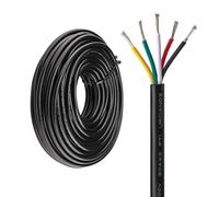 Urcianow Fil électrique 20Mètres 20AWG 5 Conducteurs 0,5mm² UL2464 Câble 5 fils en cuivre étamé 20Gauge spiralé rallonge basse tension 20M noir sous gaine PVC