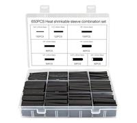 URCIANOW Gaines Thermorétractables Noires Assortiment 650 Pièces | Kit de Tubes Rétractables, Isolation Électrique et Protection des Câbles, Ratio de Contraction 2:1, Haute Qualité PVC