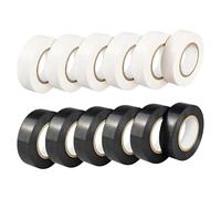 urcianow Ruban Isolant PVC Noir Blanc 19mm 18m Lot 12 Rouleaux | Assortiment Noir/Blanc, pour Identification des Circuits et Marquage de Phase, Colle Forte, Gaine PVC Flexible et Durable