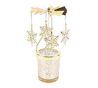 URFEDA Chandelier Bougeoir Carrousel Or Bougeoirs Rotatifs en Métal Verre Transparent Porte-Bougies à Réchaud pour Noël Mariage Saint-Valentin Festivals Dîner de Gala Décoration de Centres de Table