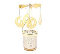 URFEDA Chandelier Bougeoir Carrousel Or Bougeoirs Rotatifs en Métal Verre Transparent Porte-Bougies à Réchaud pour Noël Mariage Saint-Valentin Festivals Dîner de Gala Décoration de Centres de Table