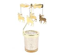 URFEDA Chandelier Bougeoir Carrousel Or Bougeoirs Rotatifs en Métal Verre Transparent Porte-Bougies à Réchaud pour Noël Mariage Saint-Valentin Festivals Dîner de Gala Décoration de Centres de Table