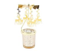 URFEDA Chandelier Bougeoir Carrousel Or Bougeoirs Rotatifs en Métal Verre Transparent Porte-Bougies à Réchaud pour Noël Mariage Saint-Valentin Festivals Dîner de Gala Décoration de Centres de Table