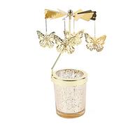 URFEDA Chandelier Bougeoir Carrousel Or Bougeoirs Rotatifs en Métal Verre Transparent Porte-Bougies à Réchaud pour Noël Mariage Saint-Valentin Festivals Dîner de Gala Décoration de Centres de Table