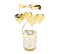 URFEDA Chandelier Bougeoir Carrousel Or Bougeoirs Rotatifs en Métal Verre Transparent Porte-Bougies à Réchaud pour Noël Mariage Saint-Valentin Festivals Dîner de Gala Décoration de Centres de Table