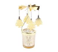 URFEDA Chandelier Bougeoir Carrousel Or Bougeoirs Rotatifs en Métal Verre Transparent Porte-Bougies à Réchaud pour Noël Mariage Saint-Valentin Festivals Dîner de Gala Décoration de Centres de Table
