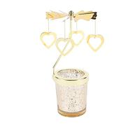 URFEDA Chandelier Bougeoir Carrousel Or Bougeoirs Rotatifs en Métal Verre Transparent Porte-Bougies à Réchaud pour Noël Mariage Saint-Valentin Festivals Dîner de Gala Décoration de Centres de Table