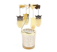 URFEDA Chandelier Bougeoir Carrousel Or Bougeoirs Rotatifs en Métal Verre Transparent Porte-Bougies à Réchaud pour Noël Mariage Saint-Valentin Festivals Dîner de Gala Décoration de Centres de Table