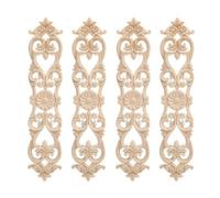 URFEDA Moulure Decorative Bois, 4 Pièces Sculpté Onlay Applique Bois Non Peint, Sculpture Bois de Fleur Creuse 3D, Décoratif Applique Incrustation Artisanat pour Armoires Murales Meubles, 48 x 10 cm