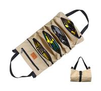 URFEDA Sac à Outils Enroulable en Toile Oxford 5 Poches à Fermeture Éclair Trousse a Outils Multifonctionnel Portable avec Poignée Sacs Porte-Outils pour Electricien Plombier ou Mécanicien (Kaki)