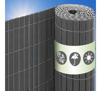 UrFence 100x300 Brise Vue Balcon Exterieur - Canisse PVC Gris - Cloture de Jardin Cache Vis-à-Vis - Brise Vent Terrasse Exterieur Pare Soleil Balcon Cache Vue Jardin Lamelle Occultante Grillage Rigide