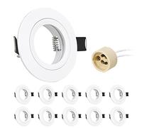 URing 10x Spot Encastrable GU10 Aluminium blanc, Projecteurs Cadre De Montage Avec Douille GU10, Rond Support Spot Encastrable extra plat Plafond Pour Lampes LED Ou Halogènes, Trou de montage ø65mm