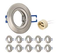 URing 10x Spot Encastrable GU10 Aluminium Nickel, spot led encastrable de plafond Projecteurs Cadre Avec Douille GU10, Rond Support extra plat Pour Lampes LED Ou Halogènes, Trou de montage ø60-70mm