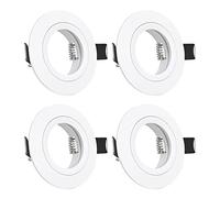 URing 4x Spot Encastrable GU10 Aluminium blanc, spot led encastrable de plafond Projecteurs Cadre Avec Douille GU10, Rond Support extra plat Pour Lampes LED Ou Halogènes, Trou de montage ø60-70mm