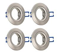 URing 4x Spot Encastrable GU10 Aluminium Nickel, spot led encastrable de plafond Projecteurs Cadre Avec Douille GU10, Rond Support extra plat Pour Lampes LED Ou Halogènes, Trou de montage ø60-70mm