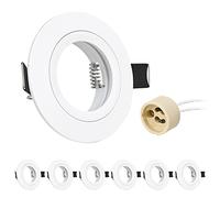 URing 6x Spot Encastrable GU10 Aluminium blanc, spot led encastrable de plafond Projecteurs Cadre Avec Douille GU10, Rond Support extra plat Pour Lampes LED Ou Halogènes, Trou de montage ø60-70mm