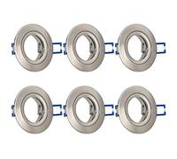 URing 6x Spot Encastrable GU10 Aluminium Nickel, spot led encastrable de plafond Projecteurs Cadre Avec Douille GU10, Rond Support extra plat Pour Lampes LED Ou Halogènes, Trou de montage ø60-70mm