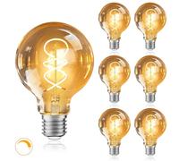URing Ampoule LED E27 Blanc Chaud Dimmable 2200K Edison Vintage LED Lampe 4W Basse Consommation Ampoule Filament E27 Convient pour la décoration des maisons, cafés et bars, Lot de 6 (G80)
