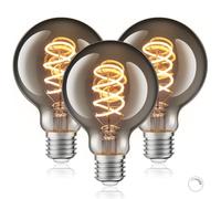 URing Ampoule LED E27 Blanc Chaud Dimmable 2200K Edison Vintage LED Lampe 4W Basse Consommation Ampoule Filament E27 Convient pour la décoration des maisons, cafés et bars, Lot de 3 (G80) Gris Fumée