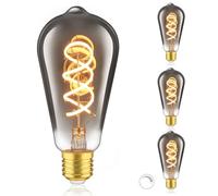 URing Ampoule LED E27 Blanc Chaud Dimmable 2200K Edison Vintage LED Lampe 4W Basse Consommation Ampoule Filament E27 Convient pour la décoration des maisons, cafés et bars, Lot de 3 (ST64) Gris Fumée