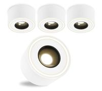 URing Lot de 4 spots LED en saillie - Extra plats - Diamètre : 97 x 55 mm - 8 W - 1680 lm - 4000 K - Blanc neutre - Rond - 230 V - Spot de plafond en aluminium - Montage en saillie