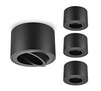 URing Spot en saillie Orientable, Plafonnier Luminaire pour Module LED, Ronde Spot de Plafond LED Spots éclairage 230V, Apparent Downlight Lampe Ø80x50mm, ampoule non incluse, Mat Noir, lot de 4