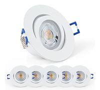 URing Spots Encastrables Dimmables, Orientables 3000K 5W 650LM 230V, LED Extra Plats Blanc Chaud Ronds pour Salle de Bain, Chambre, Salon, Bureau, Lot de 6